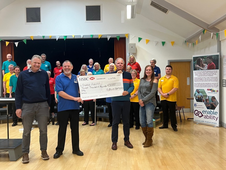 Folks In Harmony donate £3000 to Enable Ability